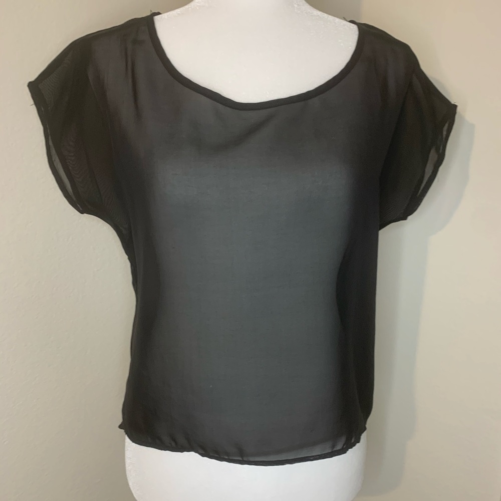 Black sheer cover up shirt
